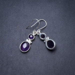 StarGems  Natural Amethyst Handmade Unique 925 Sterling Silver Earrings 1.5" Y3335