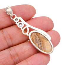 StarGems  Natural Picture Jasper,Citrine and River Pearl Vintage 925 Sterling Silver Pendant 2 1/4" S0900