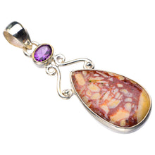 StarGems  Natural Brecciated Mookaite And Amethyst Handmade 925 Sterling Silver Pendant 2" D6220