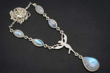 StarGems  Natural Rainbow Moonstone Handmade Unique 925 Sterling Silver Necklace 16.5+1.25" A3182