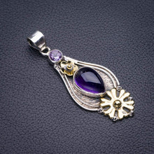 StarGems® Natural Two Tones Amethyst Flower Handmade 925 Sterling Silver Pendant 2" D5599