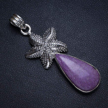 StarGems  Natural Charoite Handmade Mexican Starfish Shape 925 Sterling Silver Pendant 2" T1056