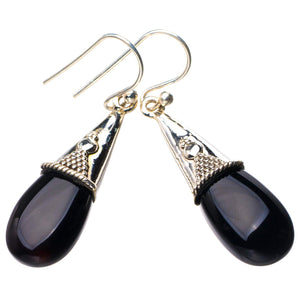 StarGems  Natural Black Onyx Handmade 925 Sterling Silver Earrings 1.5" D7671