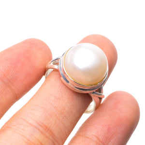 StarGems  Natural River Pearl Handmade Boho 925 Sterling Silver Ring, US Size 8 T6989