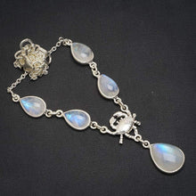 StarGems  Natural Rainbow Moonstone Handmade Unique 925 Sterling Silver Necklace 16.25+1.25" A3128