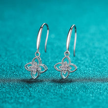 StarGems® Four Leaf Clover 0.08cttw Moissanite 925 Silver Platinum Plated Dangle Earrings EX108