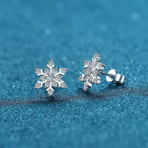 StarGems® Snowflakes 0.72cttw Moissanite 925 Silver Platinum Plated Stud Earrings EX000