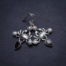 StarGems® Natural Smoky Quartz and River Pearl Crab 925 Sterling Silver Earrings 1 1/2" T3352