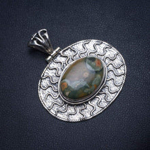 StarGems  Natural Ocean Jasper Handmade 925 Sterling Silver Pendant 1 1/2" T1822