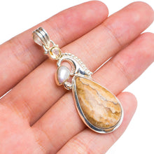 StarGems  Natural Lomen Crisoface,River Pearl and Citrine Handmade Unique 925 Sterling Silver Pendant 2" B3087