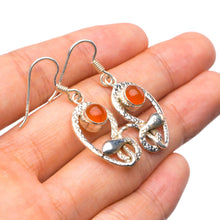 StarGems  Natural Carnelian Handmade Unique Snake Shape 925 Sterling Silver Earrings 1.5" X4760