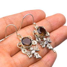 StarGems  Natural Smoky Quartz Handmade Unique Angle Shape 925 Sterling Silver Earrings 1.5" X4966