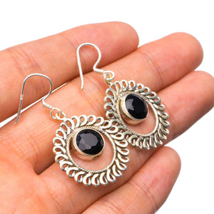 StarGems  Natural Black Onyx Handmade Unique 925 Sterling Silver Earrings 1.5" X5023