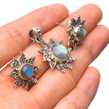 StarGems  Natural Labradorite Boho 925 Sterling Silver Jewelry Set, Earrings Stud:3/4" Pendant:1 1/4" T8909