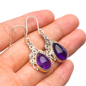 StarGems  Natural Amethyst Handmade Unique 925 Sterling Silver Earrings 1.5" X4786