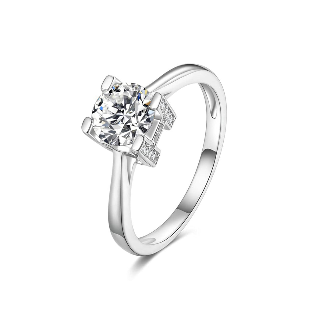 hesy 1-2ct Moissanite 925 Sterling Silver Platinum Plated Zirconia 4 Prong 