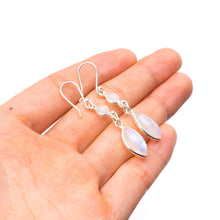 StarGems  Natural Rainbow Moonstone Handmade Unique 925 Sterling Silver Earrings 1.75" Y3246