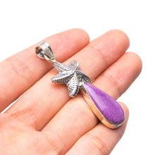 StarGems  Natural Charoite Handmade Mexican Starfish Shape 925 Sterling Silver Pendant 2" T1056