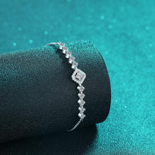StarGems  Square 0.7cttw Moissanite 925 Sterling Silver Platinum Plated Adjustable Bracelet For Women 16+5cm  BX026