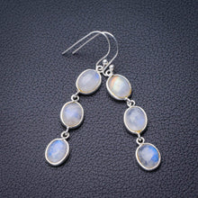 StarGems® Natural Rainbow Moonstone Handmade 925 Sterling Silver Earrings 2" D7261