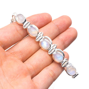 StarGems® Natural Rainbow Moonstone Handmade 925 Sterling Silver Tennis Bracelet 6 3/4-7 1/2" T8397