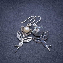 StarGems  Natural River Pearl Handmade Unique Fariy Shape 925 Sterling Silver Earrings 2" X4362