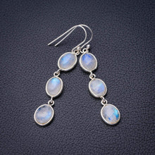 StarGems  Natural Rainbow Moonstone Handmade 925 Sterling Silver Earrings 2" D7490