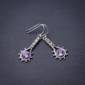 StarGems  Natural Amethyst Handmade 925 Sterling Silver Earrings 1.5" D6817