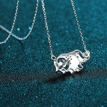 StarGems® Elephant Cute 0.3ct Moissanite 925 Silver Platinum Plated Necklace 40+5cm NX038