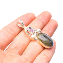 StarGems  Natural Labradorite,Amethyst and River Pearl Handmade Boho 925 Sterling Silver Pendant 2" T2334