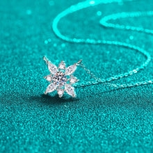 StarGems  Marquise Shape Snowflake 0.5ct Moissanite 925 Silver Platinum Plated Necklace 40+5cm NX105