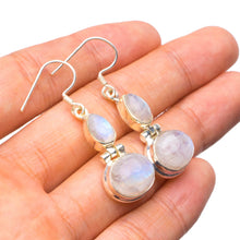 StarGems® Natural Rainbow Moonstone Handmade Unique 925 Sterling Silver Earrings 1.75" X4784