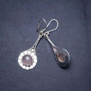 StarGems  Natural Rainbow Moonstone Handmade Unique 925 Sterling Silver Earrings 1.75" X4682