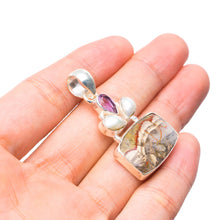 StarGems® Natural Ocean Jasper,River Pearl and Amethyst Handmade Boho 925 Sterling Silver Pendant 1 1/2" T2069