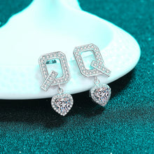 StarGems® "Q" Heart-Shape 1ct×2 Moissanite 925 Silver Platinum Plated Stud Earrings EX011