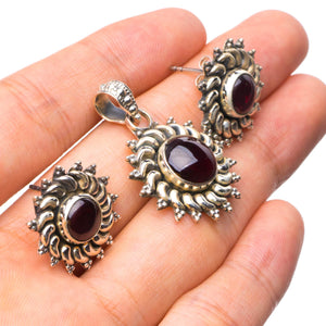 StarGems  Natural Amethyst Handmade 925 Sterling Silver Jewelry Set, Earrings Stud:3/4" Pendant:1 1/4" T8882