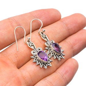 StarGems  Natural Amethyst Handmade Unique 925 Sterling Silver Earrings 1.5" X4476