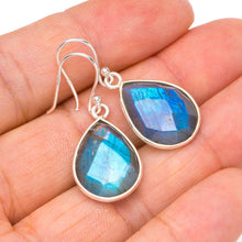 StarGems  Natural Blue Fire Labradorite Handmade 925 Sterling Silver Earrings 1.25" A2203