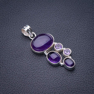 StarGems  Natural Amethyst Handmade 925 Sterling Silver Pendant 1.75" D6403