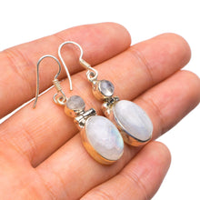 StarGems  Natural Rainbow Moonstone Handmade Unique 925 Sterling Silver Earrings 1.5" X4795