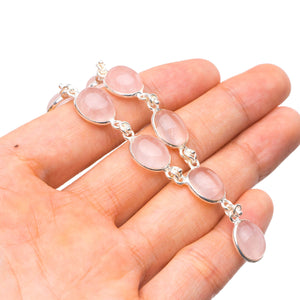 StarGems  Natural Rose Quartz Handmade Unique 925 Sterling Silver Necklace 17.5+0.5" Y5454