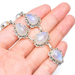 StarGems  Natural Rainbow Moonstone Handmade Unique 925 Sterling Silver Necklace 17.5-18" B4342