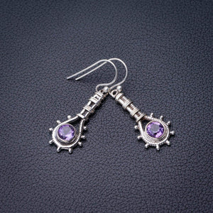 StarGems  Natural Amethyst Handmade 925 Sterling Silver Earrings 1.5" D7351