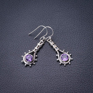 StarGems® Natural Amethyst Handmade 925 Sterling Silver Earrings 1.5" D6810