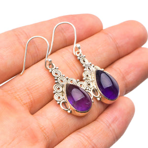 StarGems® Natural Amethyst Handmade Unique 925 Sterling Silver Earrings 1.5" X4586