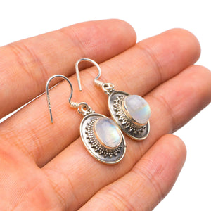 StarGems  Natural Rainbow Moonstone Handmade Unique 925 Sterling Silver Earrings 1.25" X4662