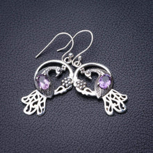 StarGems  Natural Amethyst Peacock Handmade 925 Sterling Silver Earrings 1.75" D7138