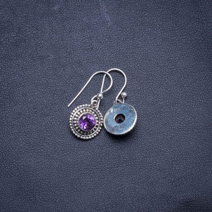 StarGems® Natural Amethyst Handmade Unique 925 Sterling Silver Earrings 1" X4541