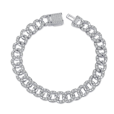 StarGems® Cuban Chain 4.2cttw Moissanite 925 Sterling Silver Platinum Plated Bracelet For Women 15.5cm  BX018