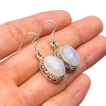 StarGems  Natural Rainbow Moonstone Handmade Unique 925 Sterling Silver Earrings 1.25" X4851